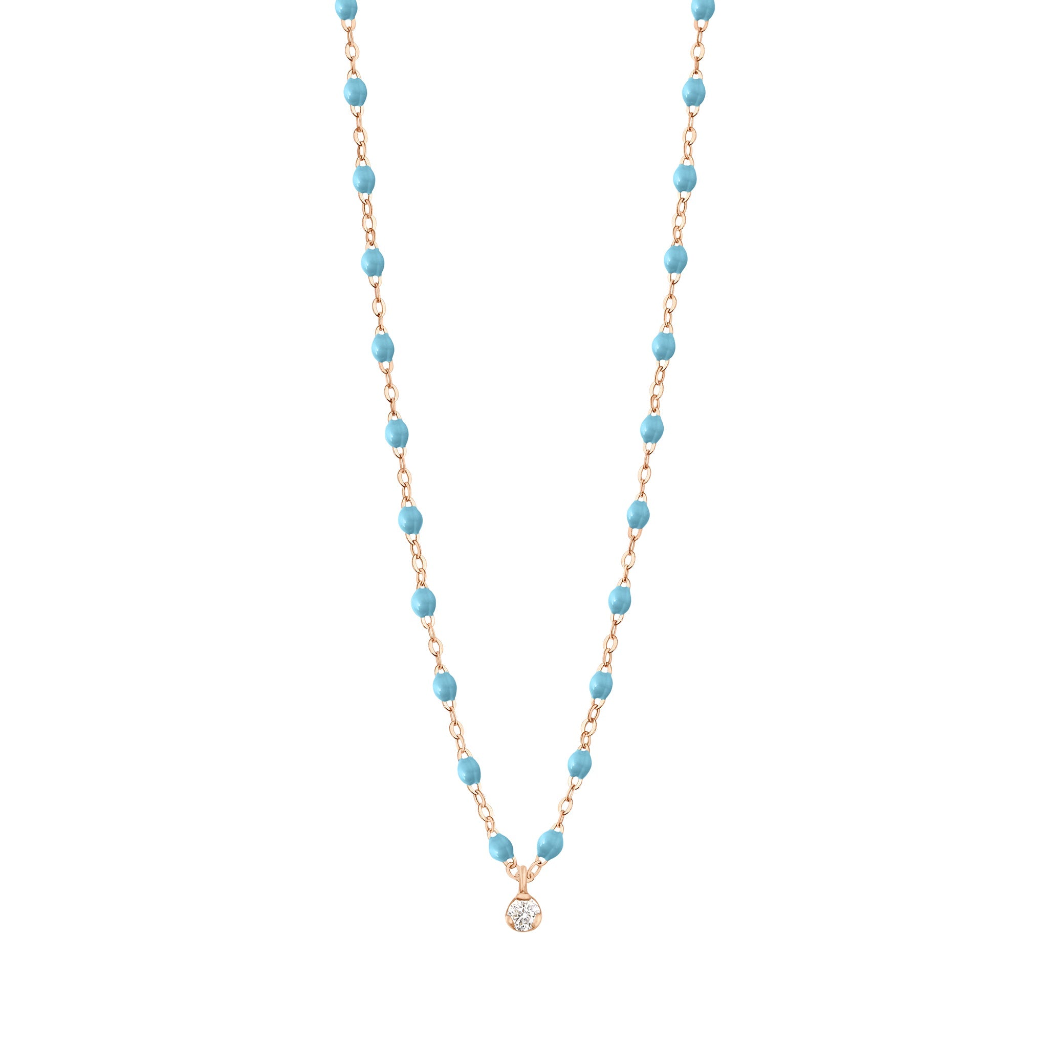 Gigi Clozeau - Gigi Supreme Classic 1 Diamond Necklace, Turquoise, Rose Gold, 16.5"