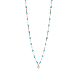 Gigi Clozeau - Gigi Supreme Classic 1 Diamond Necklace, Turquoise, Rose Gold, 16.5"