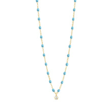Gigi Clozeau - Gigi Supreme Classic 1 Diamond Necklace, Turquoise, Yellow Gold, 16.5"