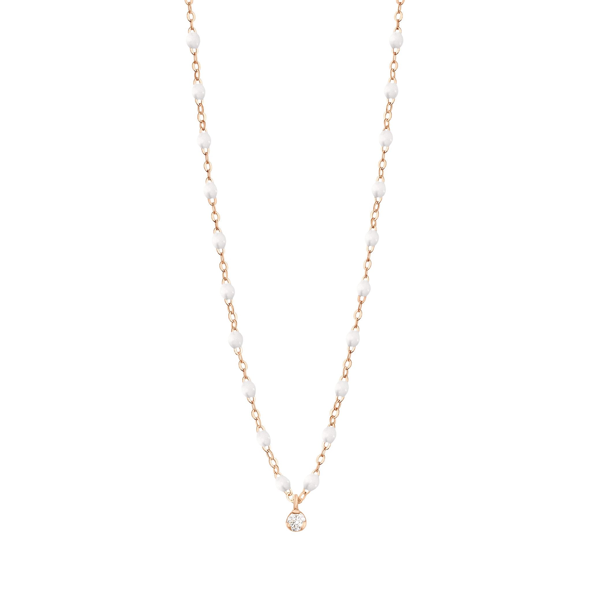Gigi Clozeau - Gigi Supreme Classic 1 Diamond Necklace, White, Rose Gold, 16.5"
