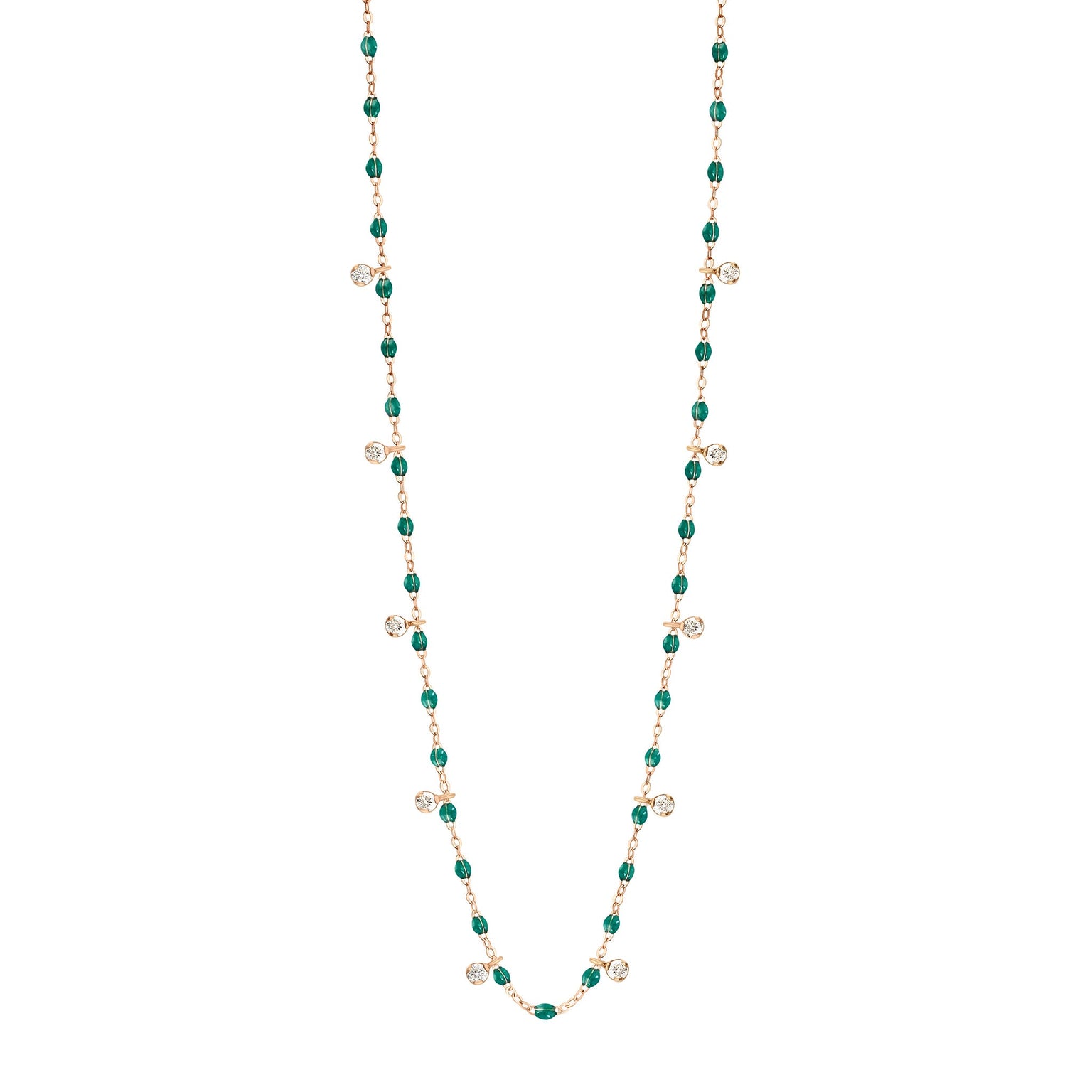 Gigi Clozeau - Gigi Supreme Classic 10 Diamond Necklace, Emerald, Rose Gold, 23.6"