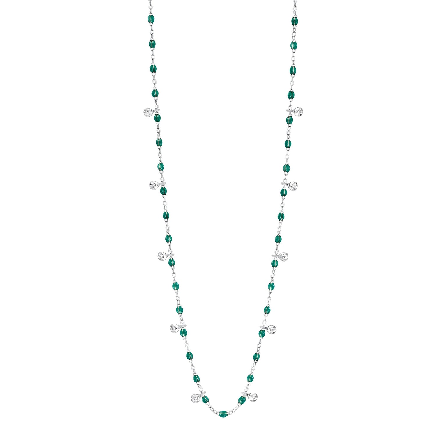 Gigi Clozeau - Gigi Supreme Classic 10 Diamond Necklace, Emerald, White Gold, 23.6"