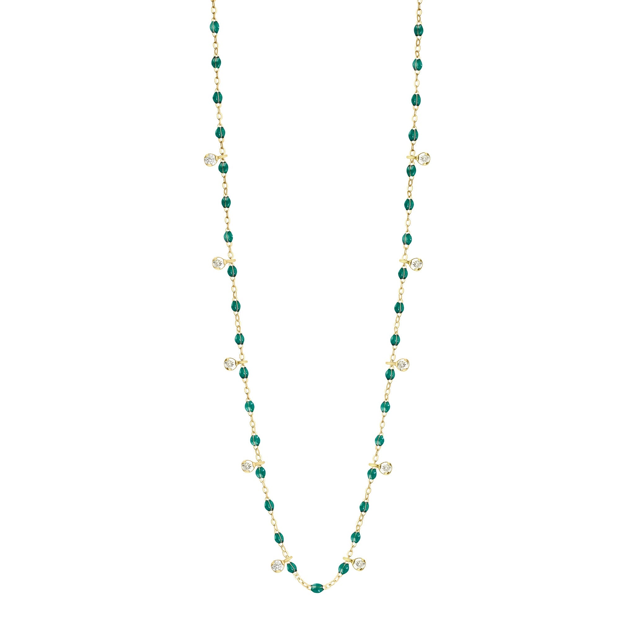 Gigi Clozeau - Gigi Supreme Classic 10 Diamond Necklace, Emerald, Yellow Gold, 23.6"