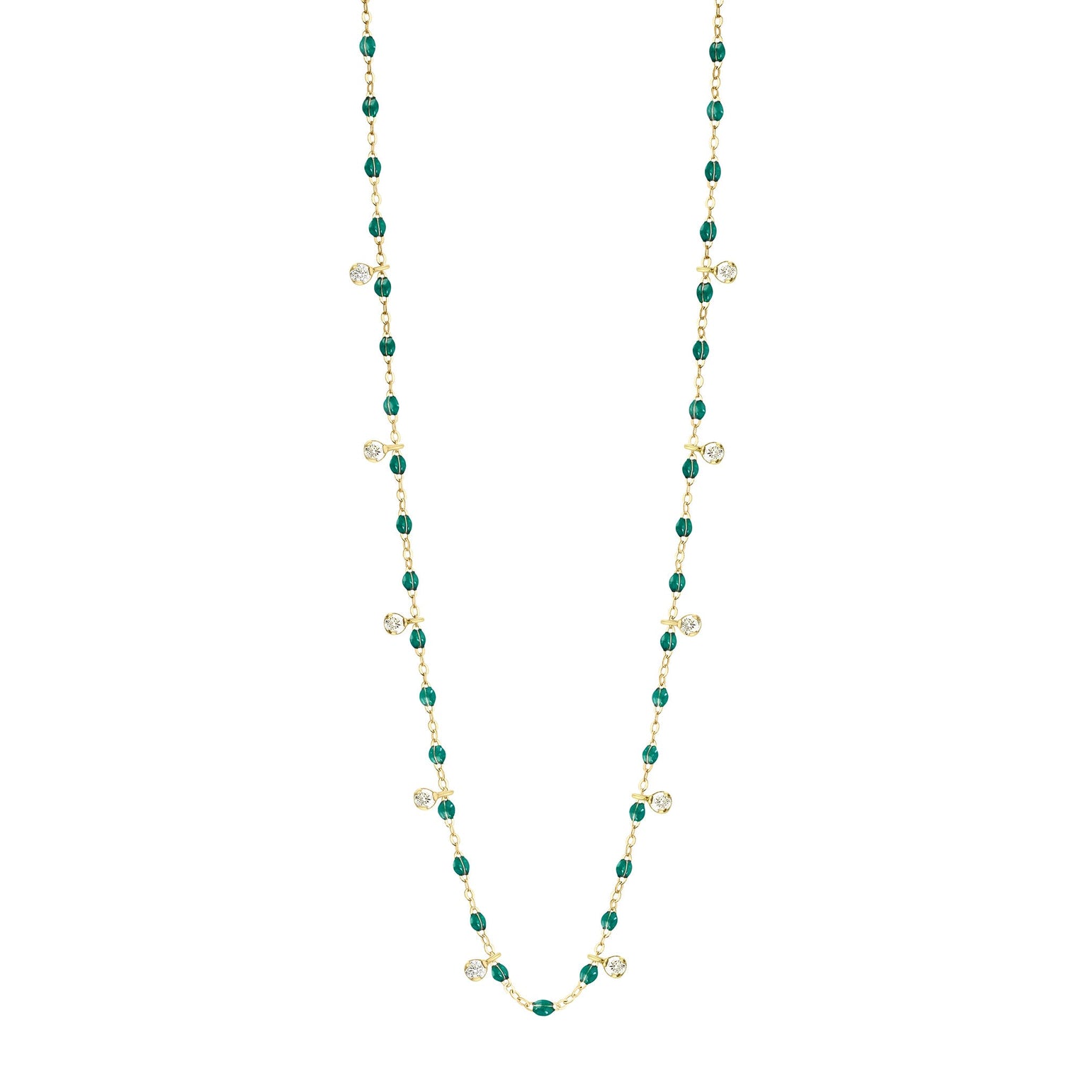 Gigi Clozeau - Gigi Supreme Classic 10 Diamond Necklace, Emerald, Yellow Gold, 23.6"