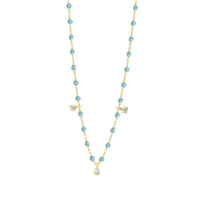 Gigi Clozeau - Gigi Supreme Classic 3 Diamond Necklace, Aqua, Yellow Gold, 17.7"
