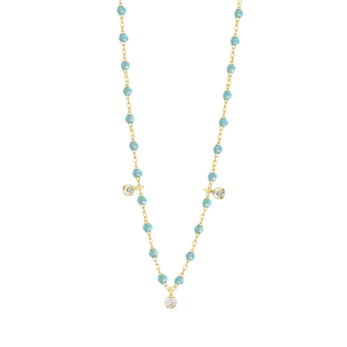 Gigi Clozeau - Gigi Supreme Classic 3 Diamond Necklace, Aqua, Yellow Gold, 17.7