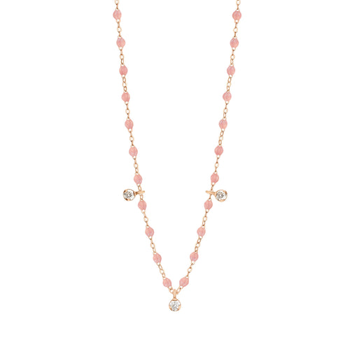 Gigi Clozeau - Gigi Supreme Classic 3 Diamond Necklace, Blush, Rose Gold, 17.7