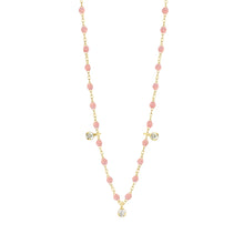 Gigi Clozeau - Gigi Supreme Classic 3 Diamond Necklace, Blush, Yellow Gold, 17.7"