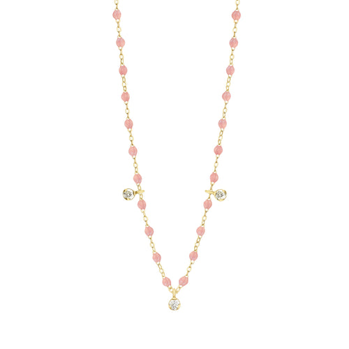 Gigi Clozeau - Gigi Supreme Classic 3 Diamond Necklace, Blush, Yellow Gold, 17.7