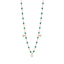 Gigi Clozeau - Gigi Supreme Classic 3 Diamond Necklace, Emerald, Rose Gold, 17.7"