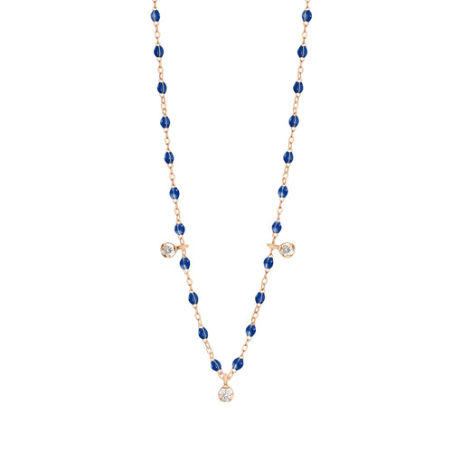 Gigi Clozeau - Gigi Supreme Classic 3 Diamond Necklace, Lapis, Rose Gold, 17.7