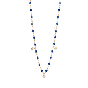 Gigi Clozeau - Gigi Supreme Classic 3 Diamond Necklace, Lapis, Rose Gold, 17.7"