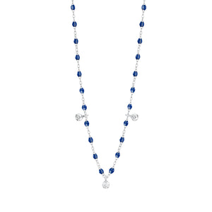 Gigi Clozeau - Gigi Supreme Classic 3 Diamond Necklace, Lapis, White Gold, 17.7"