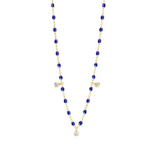 Gigi Clozeau - Gigi Supreme Classic 3 Diamond Necklace, Lapis, Yellow Gold, 17.7"