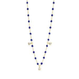 Gigi Clozeau - Gigi Supreme Classic 3 Diamond Necklace, Lapis, Yellow Gold, 17.7"