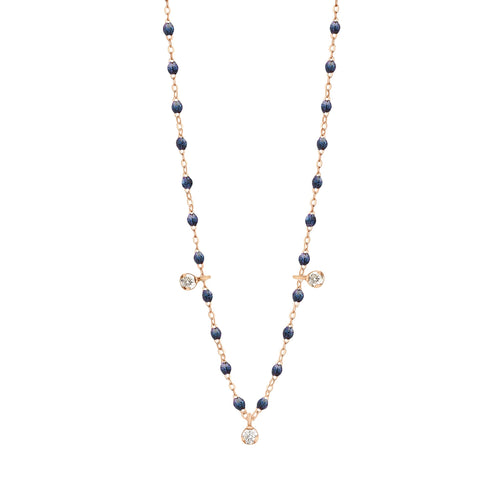 Gigi Clozeau - Gigi Supreme Classic 3 Diamond Necklace, Midnight, Rose Gold, 17.7