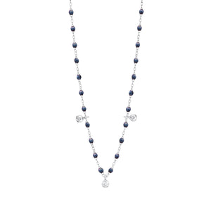 Gigi Clozeau - Gigi Supreme Classic 3 Diamond Necklace, Midnight, White Gold, 17.7"