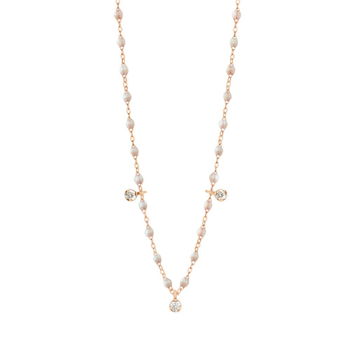 Gigi Clozeau - Gigi Supreme Classic 3 Diamond Necklace, Opal, Rose Gold, 17.7