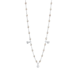 Gigi Clozeau - Gigi Supreme Classic 3 Diamond Necklace, Opal, White Gold, 17.7"
