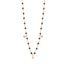 Gigi Clozeau - Gigi Supreme Classic 3 Diamond Necklace, Quartz, Rose Gold, 17.7"