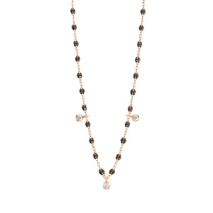 Gigi Clozeau - Gigi Supreme Classic 3 Diamond Necklace, Quartz, Rose Gold, 17.7"