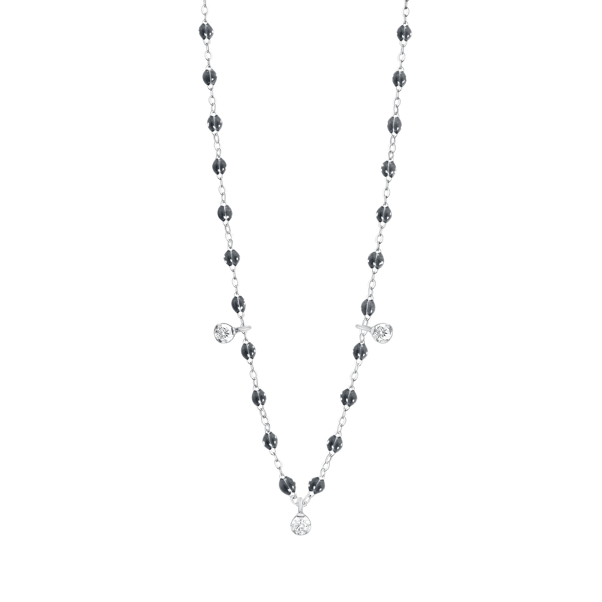 Gigi Clozeau - Gigi Supreme Classic 3 Diamond Necklace, Quartz, White Gold, 17.7"