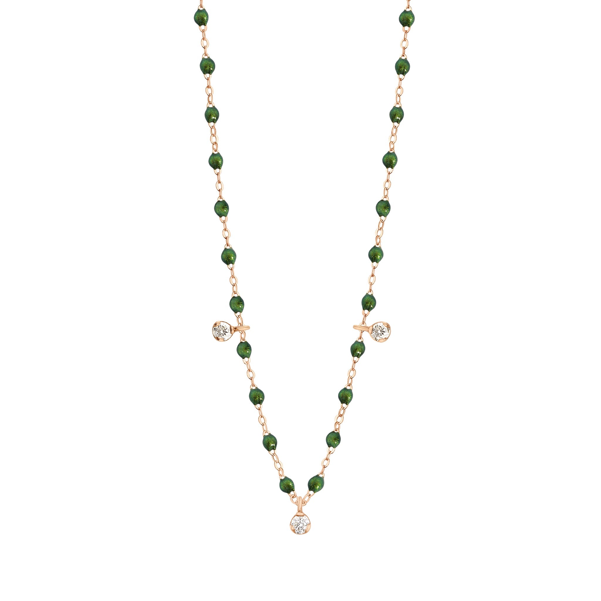 Gigi Clozeau - Gigi Supreme Classic 3 Diamond Necklace, Scarab, Rose Gold, 17.7"