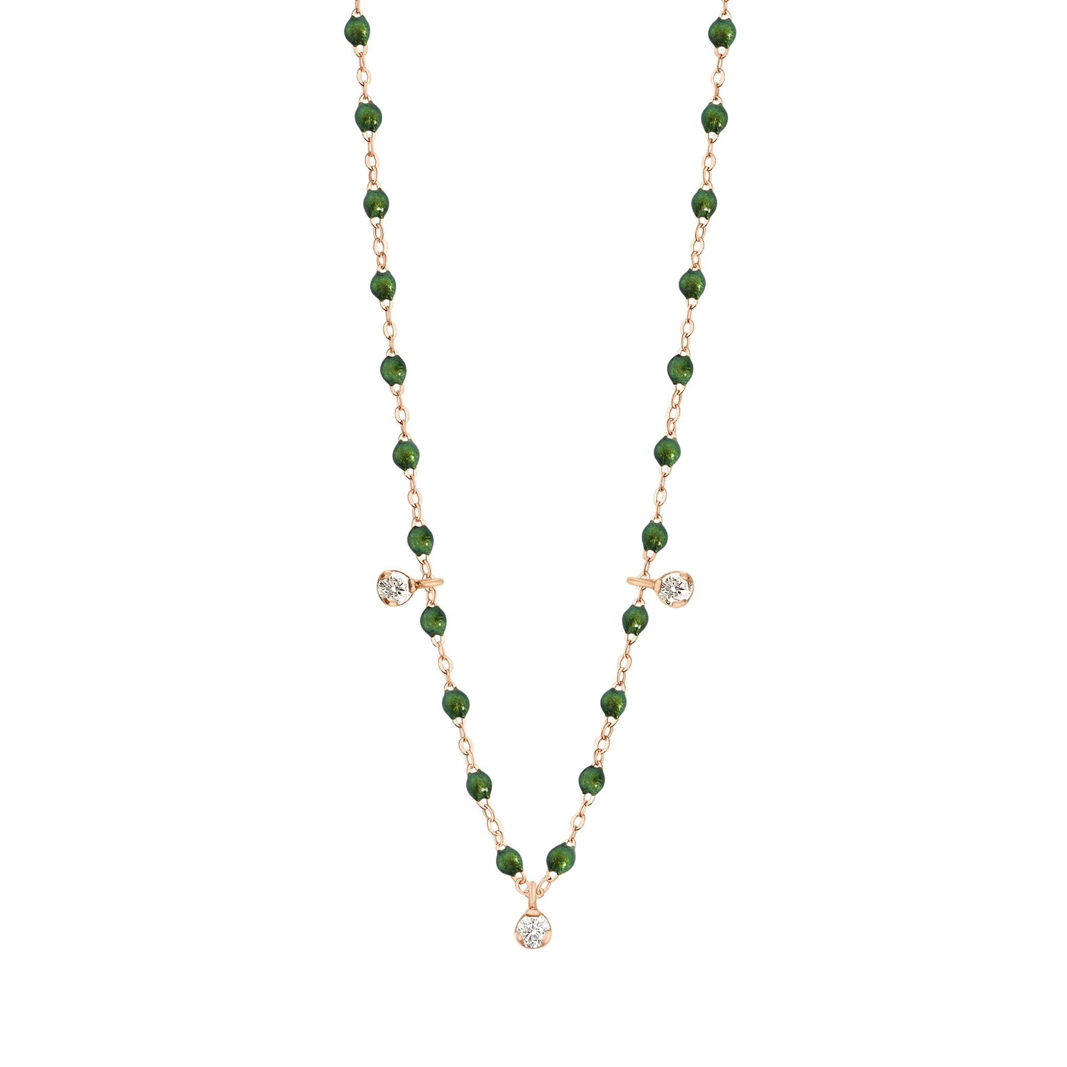 Gigi Clozeau - Gigi Supreme Classic 3 Diamond Necklace, Scarab, Rose Gold, 17.7"