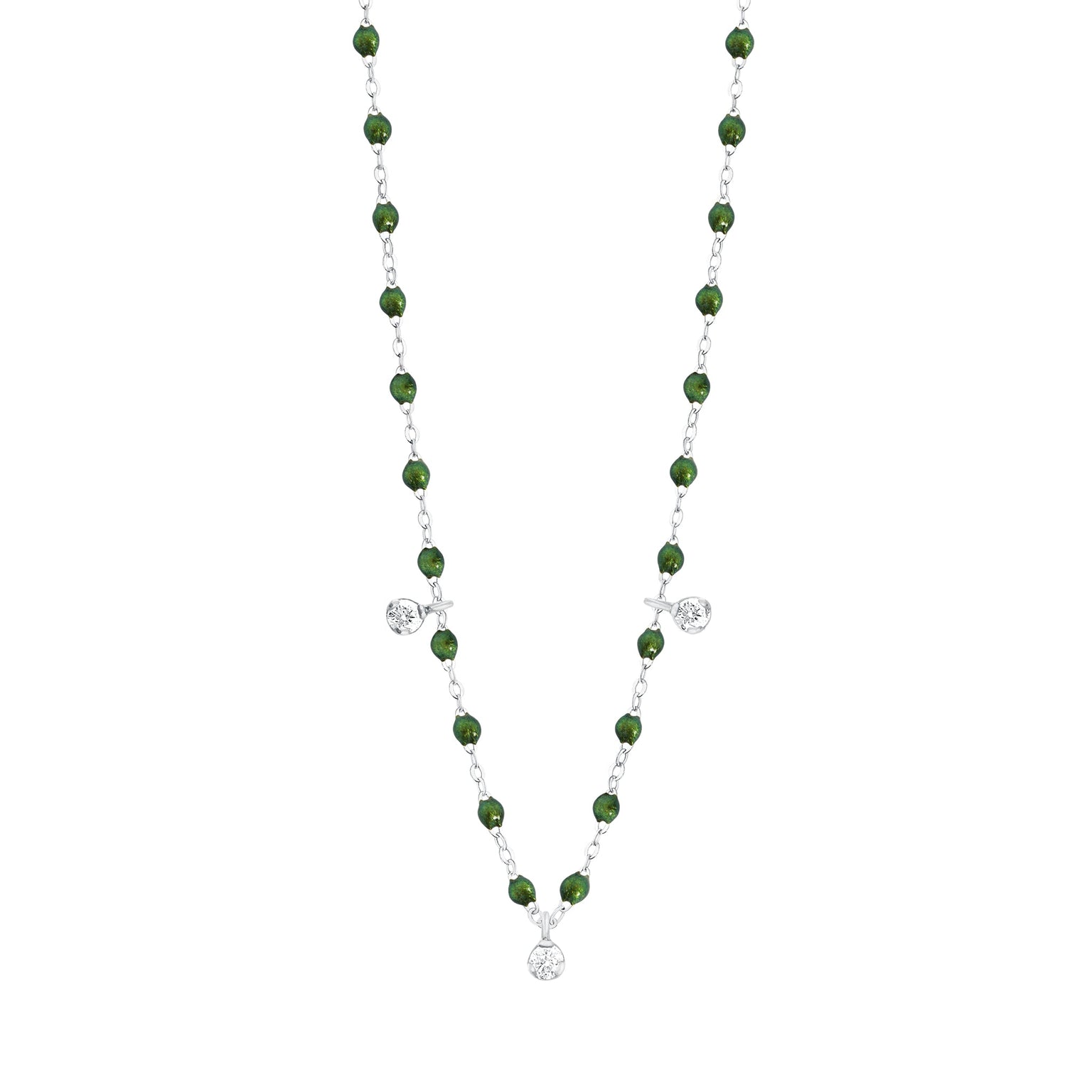 Gigi Clozeau - Gigi Supreme Classic 3 Diamond Necklace, Scarab, White Gold, 17.7"