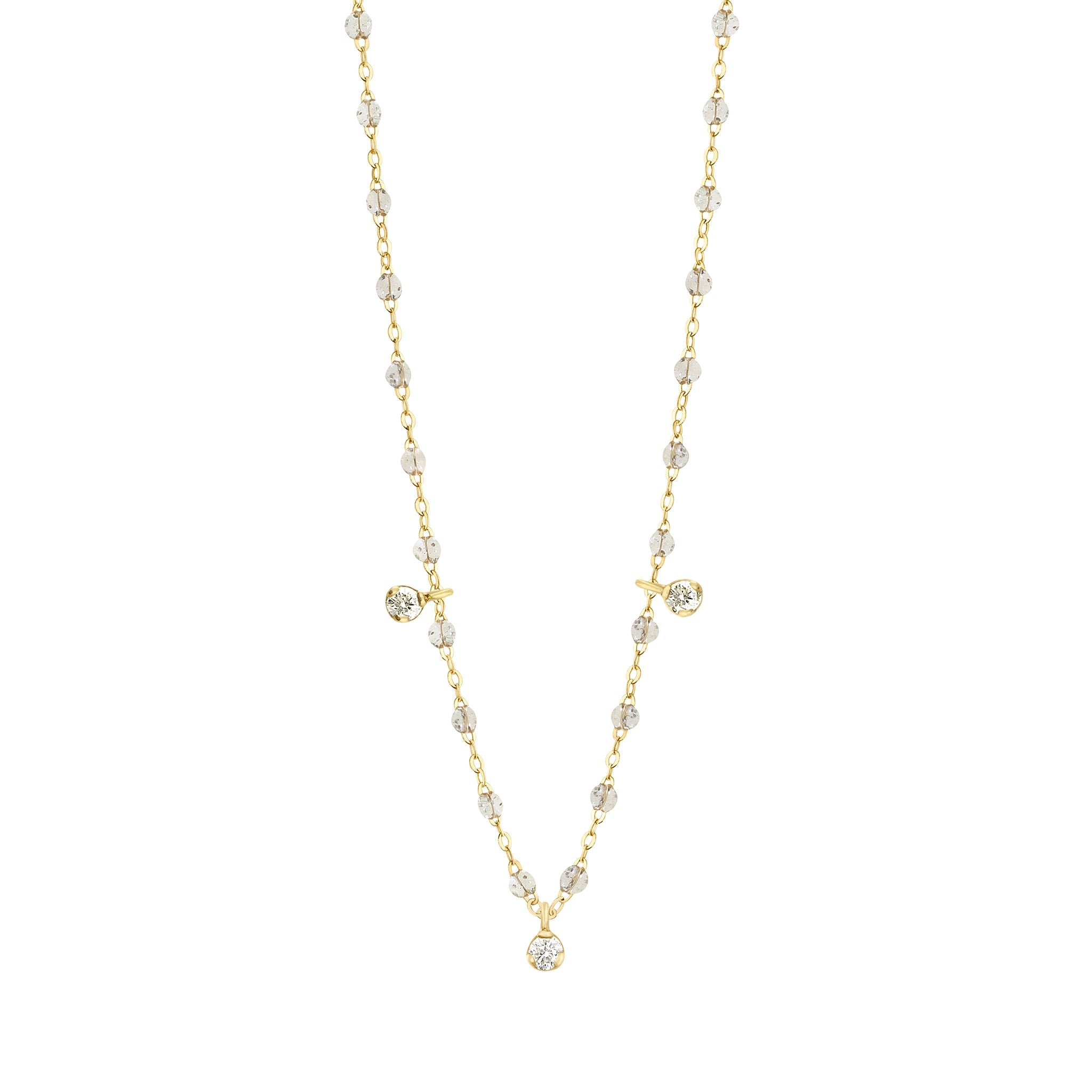 Gigi Clozeau - Gigi Supreme Classic 3 Diamond Necklace, Sparkle, Yellow Gold, 17.7"