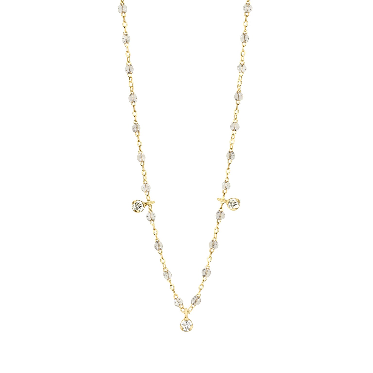 Gigi Clozeau - Gigi Supreme Classic 3 Diamond Necklace, Sparkle, Yellow Gold, 17.7"