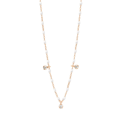 Gigi Clozeau - Gigi Supreme Classic 3 Diamond Necklace, White, Rose Gold, 17.7