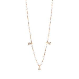 Gigi Clozeau - Gigi Supreme Classic 3 Diamond Necklace, White, Rose Gold, 17.7"