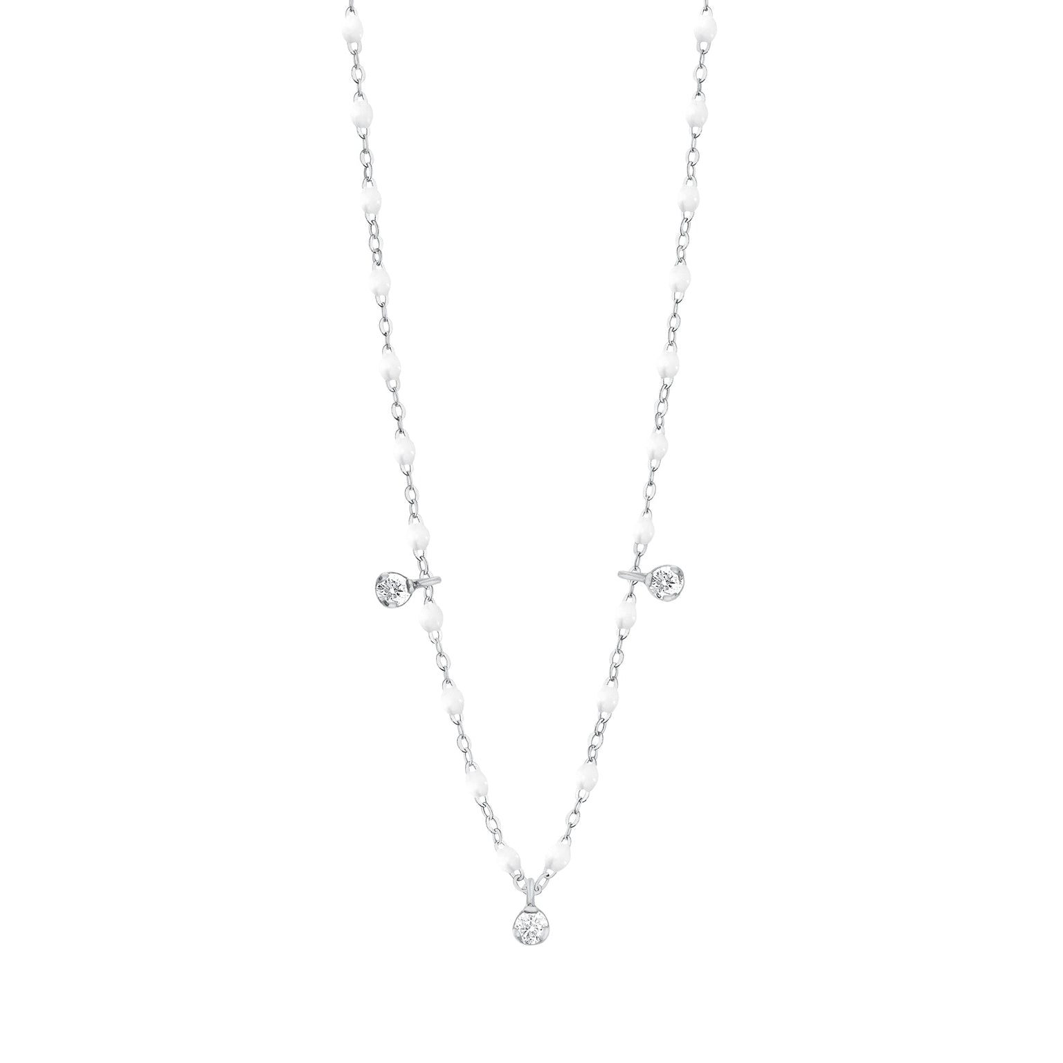 Gigi Clozeau - Gigi Supreme Classic 3 Diamond Necklace, White, White Gold, 17.7"