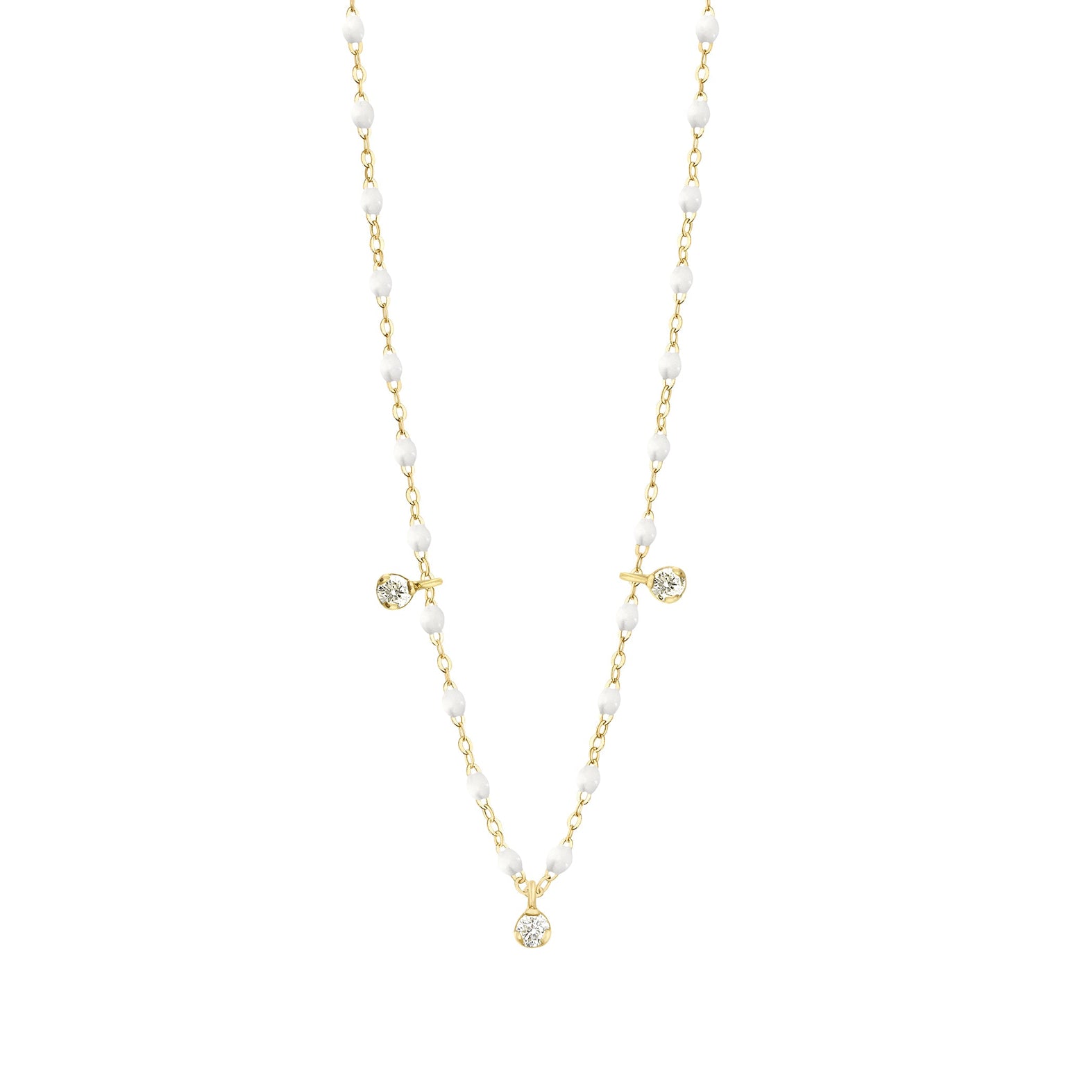 Gigi Clozeau - Gigi Supreme Classic 3 Diamond Necklace, White, Yellow Gold, 17.7"
