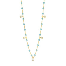 Gigi Clozeau - Gigi Supreme Classic 5 Diamond Necklace, Aqua, Yellow Gold, 17.7"