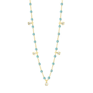 Gigi Clozeau - Gigi Supreme Classic 5 Diamond Necklace, Aqua, Yellow Gold, 17.7"