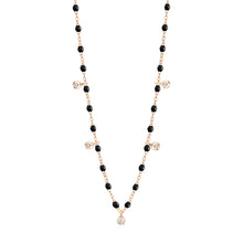 Gigi Clozeau - Gigi Supreme Classic 5 Diamond Necklace, Black, Rose Gold, 17.7"