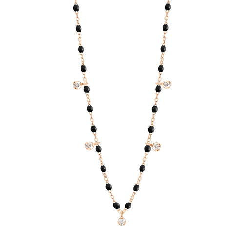 Gigi Clozeau - Gigi Supreme Classic 5 Diamond Necklace, Black, Rose Gold, 17.7