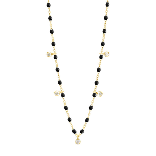 Gigi Clozeau - Gigi Supreme Classic 5 Diamond Necklace, Black, Yellow Gold, 17.7