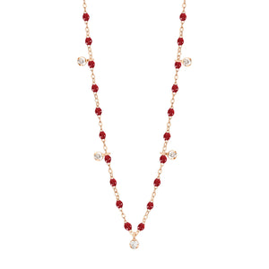 Gigi Clozeau - Gigi Supreme Classic 5 Diamond Necklace, Cherry, Rose Gold, 17.7"