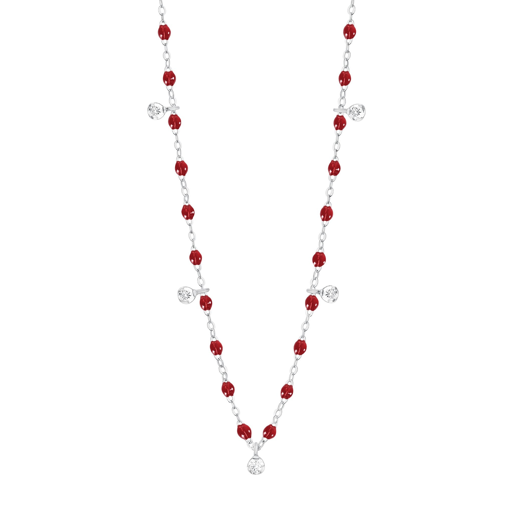 Gigi Clozeau - Gigi Supreme Classic 5 Diamond Necklace, Cherry, White Gold, 17.7"