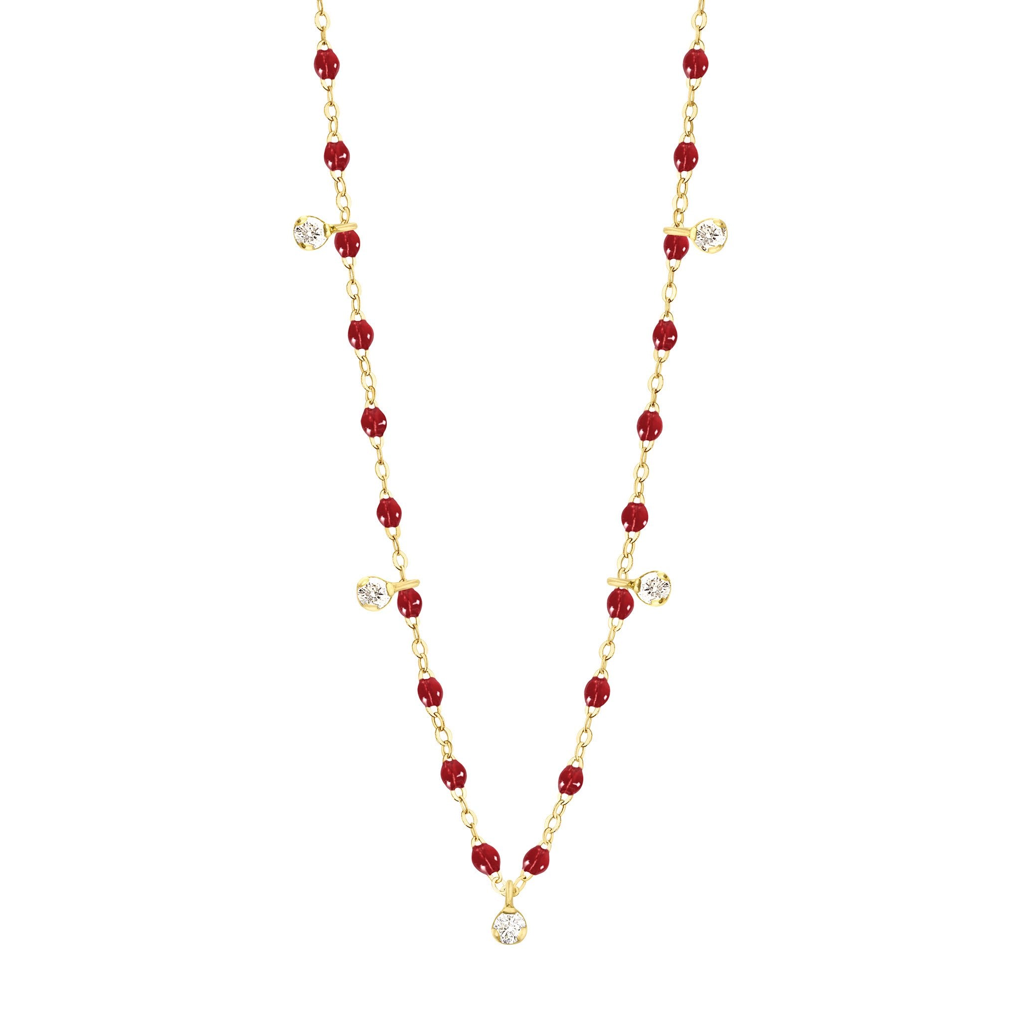 Gigi Clozeau - Gigi Supreme Classic 5 Diamond Necklace, Cherry, Yellow Gold, 17.7"