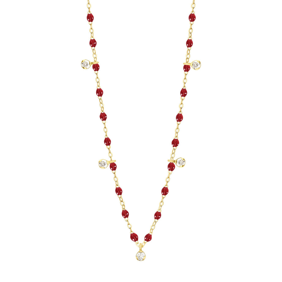 Gigi Clozeau - Gigi Supreme Classic 5 Diamond Necklace, Cherry, Yellow Gold, 17.7