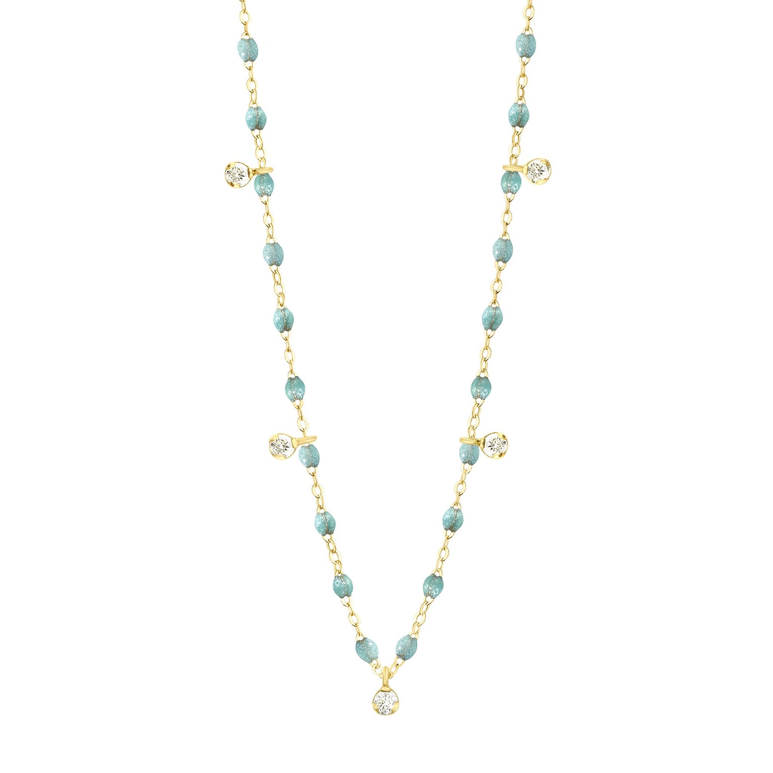 Gigi Clozeau - Gigi Supreme Classic 5 Diamond Necklace, Iceberg, Yellow Gold, 17.7"