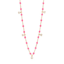 Gigi Clozeau - Gigi Supreme Classic 5 Diamond Necklace, Pink, Rose Gold, 17.7"