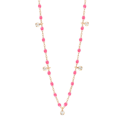 Gigi Clozeau - Gigi Supreme Classic 5 Diamond Necklace, Pink, Rose Gold, 17.7