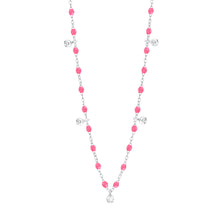 Gigi Clozeau - Gigi Supreme Classic 5 Diamond Necklace, Pink, White Gold, 17.7"