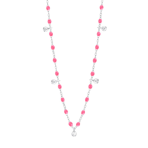 Gigi Clozeau - Gigi Supreme Classic 5 Diamond Necklace, Pink, White Gold, 17.7
