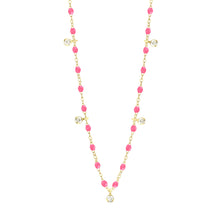 Gigi Clozeau - Gigi Supreme Classic 5 Diamond Necklace, Pink, Yellow Gold, 17.7"